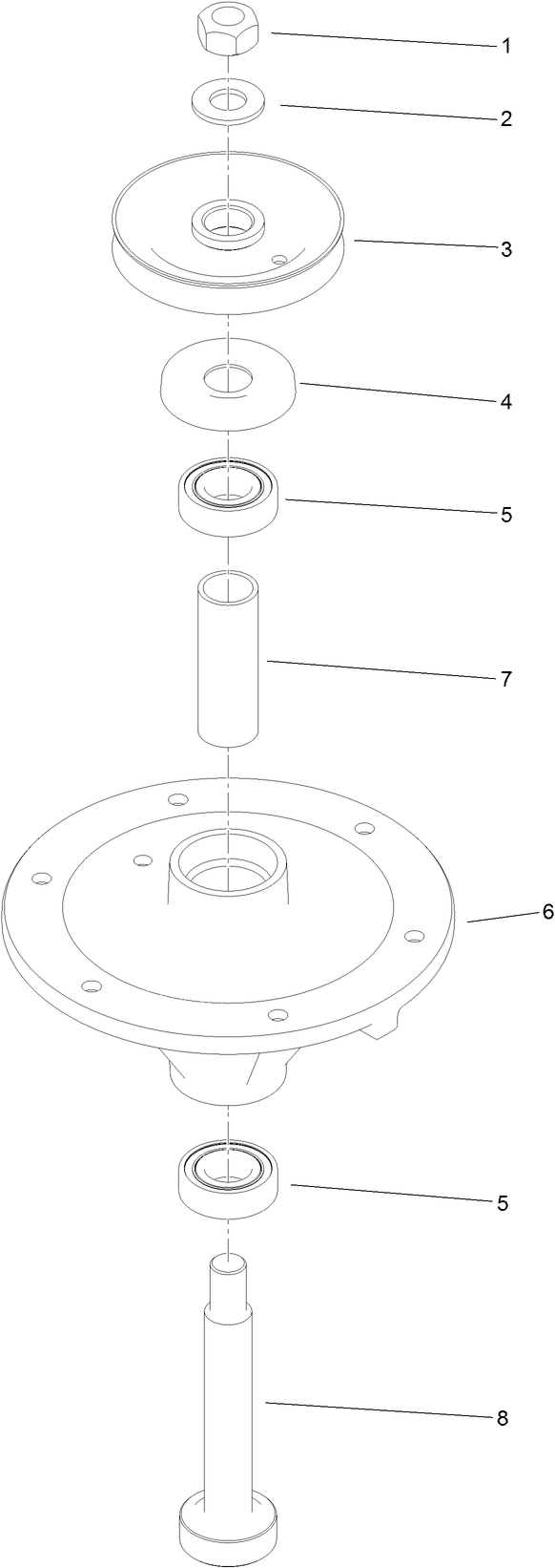 Spindle Assembly No. 117-7635 Diagram and Parts List for 74536TE 413000000 - 417999999 Toro Lawn Tractor