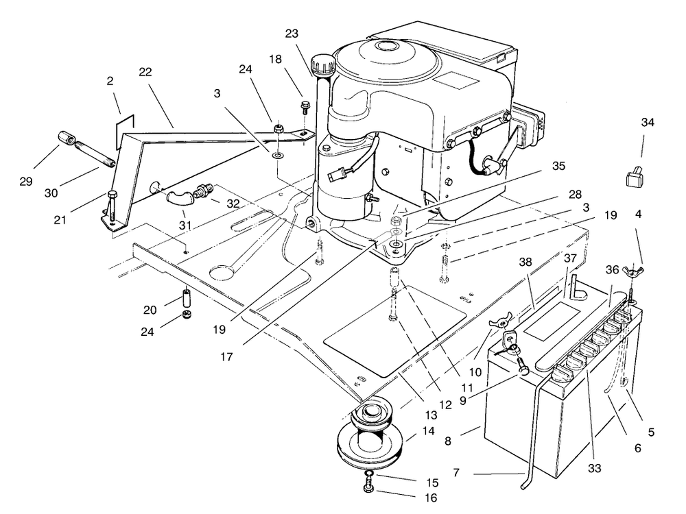 Engine Assembly Diagram and Parts List for 70041 8900001 - 8999999 Toro Lawn Tractor