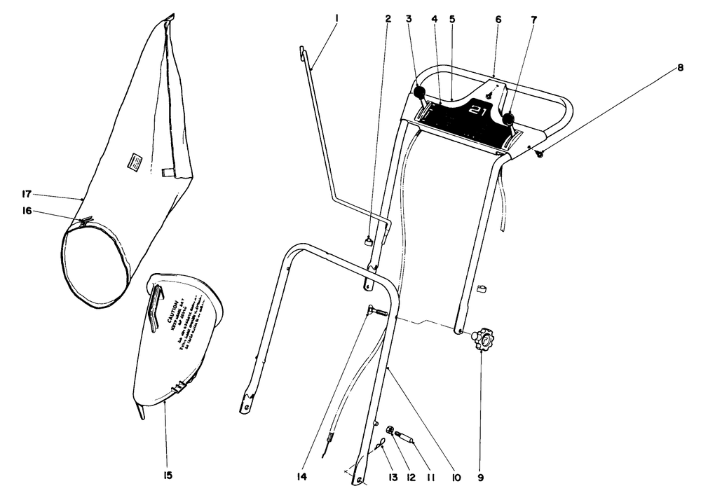 Handle Assembly Model No. 20571 Diagram and Parts List for 19271 2000001 - 2999999 Toro Lawn Mower