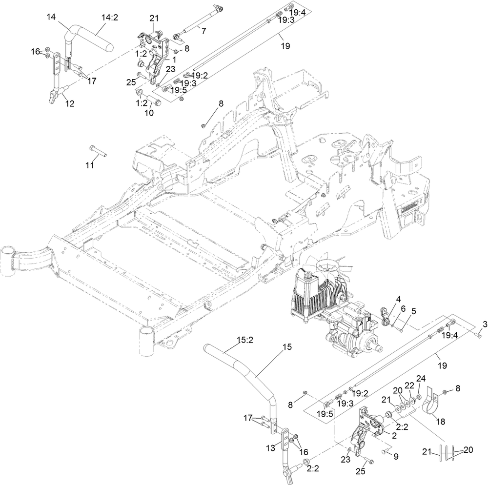 Motion Control Assembly Diagram and Parts List for 72906 412200000 - 999999999 Toro Lawn Tractor