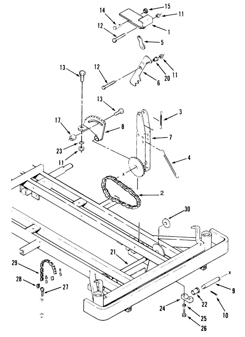 Attachment Height Control Diagram and Parts List for 74140 49000001 - 49999999 Toro Lawn Tractor