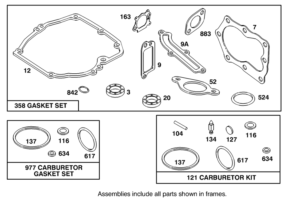 Gasket Assembly Briggs And Stratton 127802-0640-01 Diagram and Parts List for 20444 5900001 - 5999999 Toro Lawn Mower