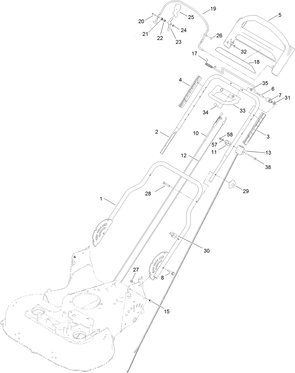 Handle And Electrical Assembly Diagram and Parts List for 21810 411743171 - 412999999 Toro Lawn Mower