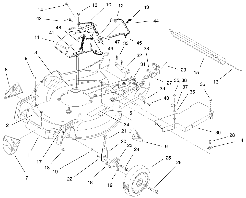 Housing Assembly Diagram and Parts List for 20476 6900001 - 6999999 Toro Lawn Mower