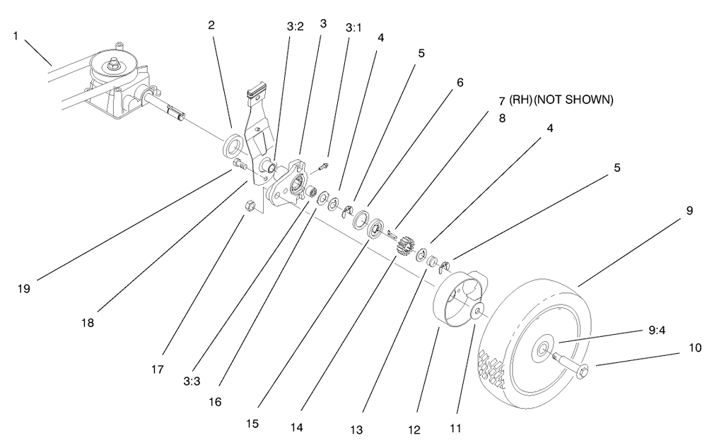 Gear Case & Wheel Assembly Diagram and Parts List for 20060 9900001 - 9999999 Toro Lawn Mower