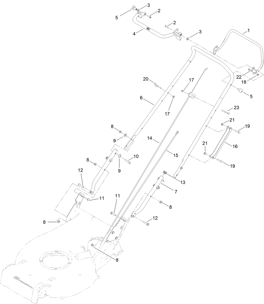 Handle Assembly Diagram and Parts List for 22283 400000000-999999999 Toro Lawn Mower