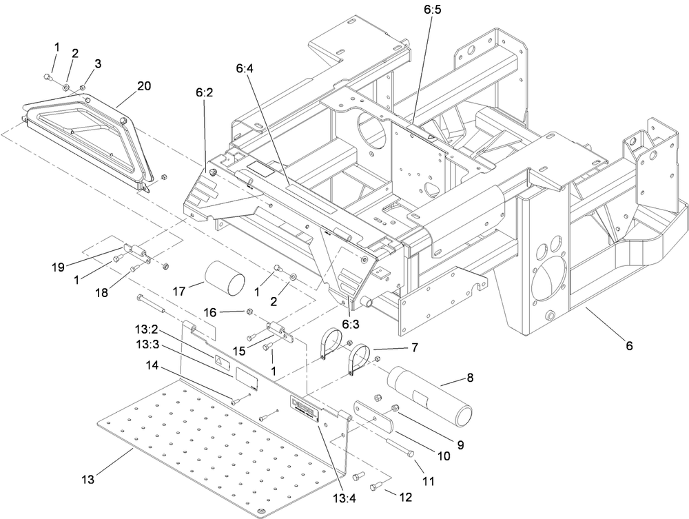 Engine Frame, Console And Floor Pan Assembly Diagram and Parts List for 74269 (311000001-311999999)(2011) Toro Lawn Mower