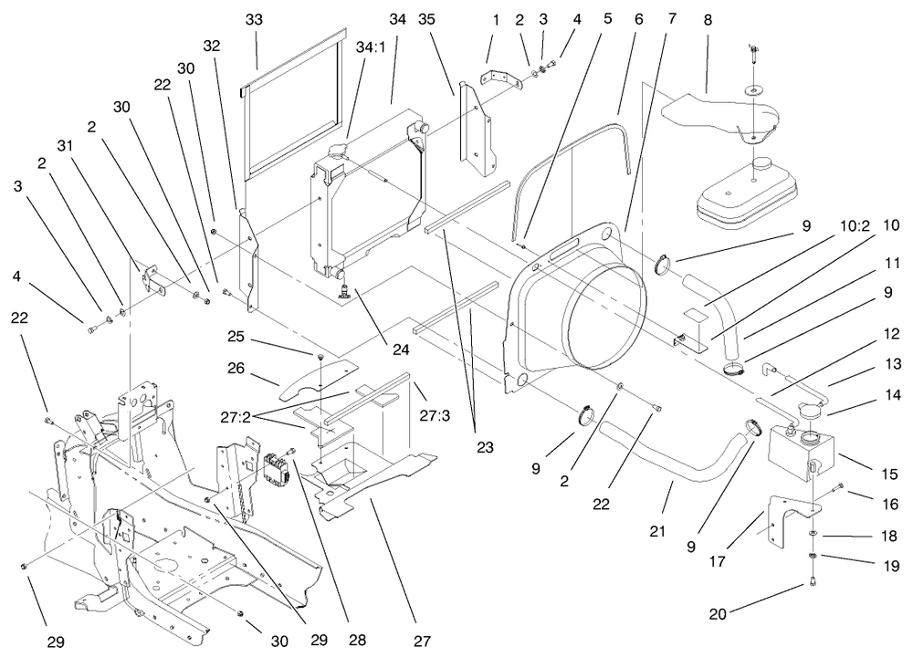 Liquid Cooled Gas Engine Assembly (Cont.) Diagram and Parts List for 73580 9900001 - 9999999 Toro Lawn Tractor