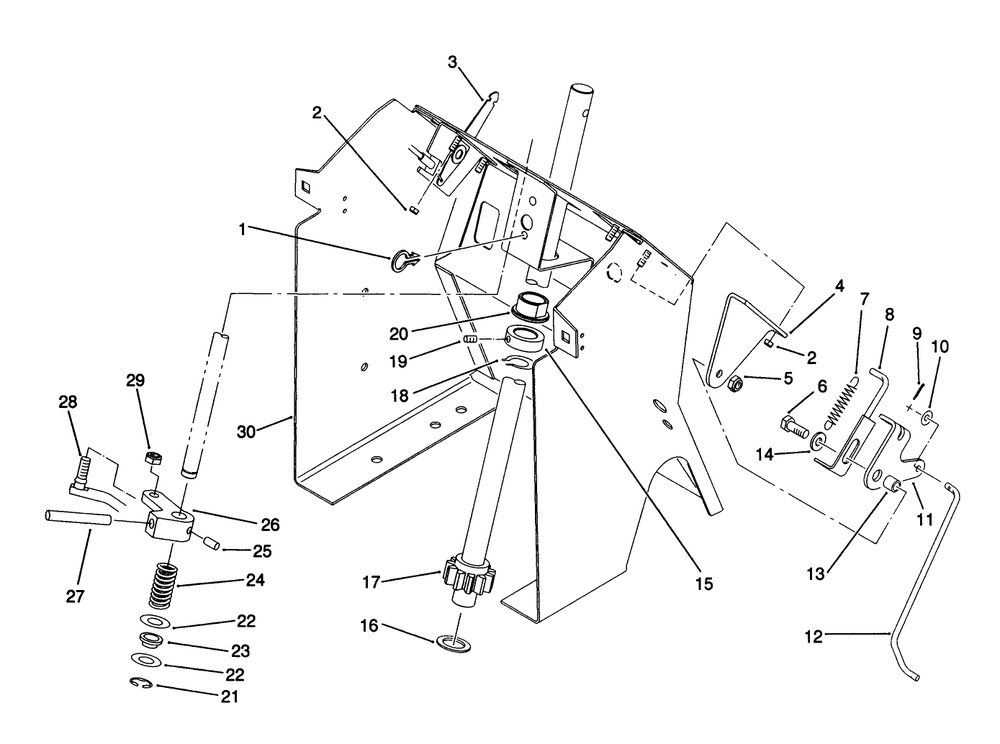 Steering Shaft And Indicator Assembly Diagram and Parts List for 22-14O501 1000001 - 1999999 Toro Lawn Tractor