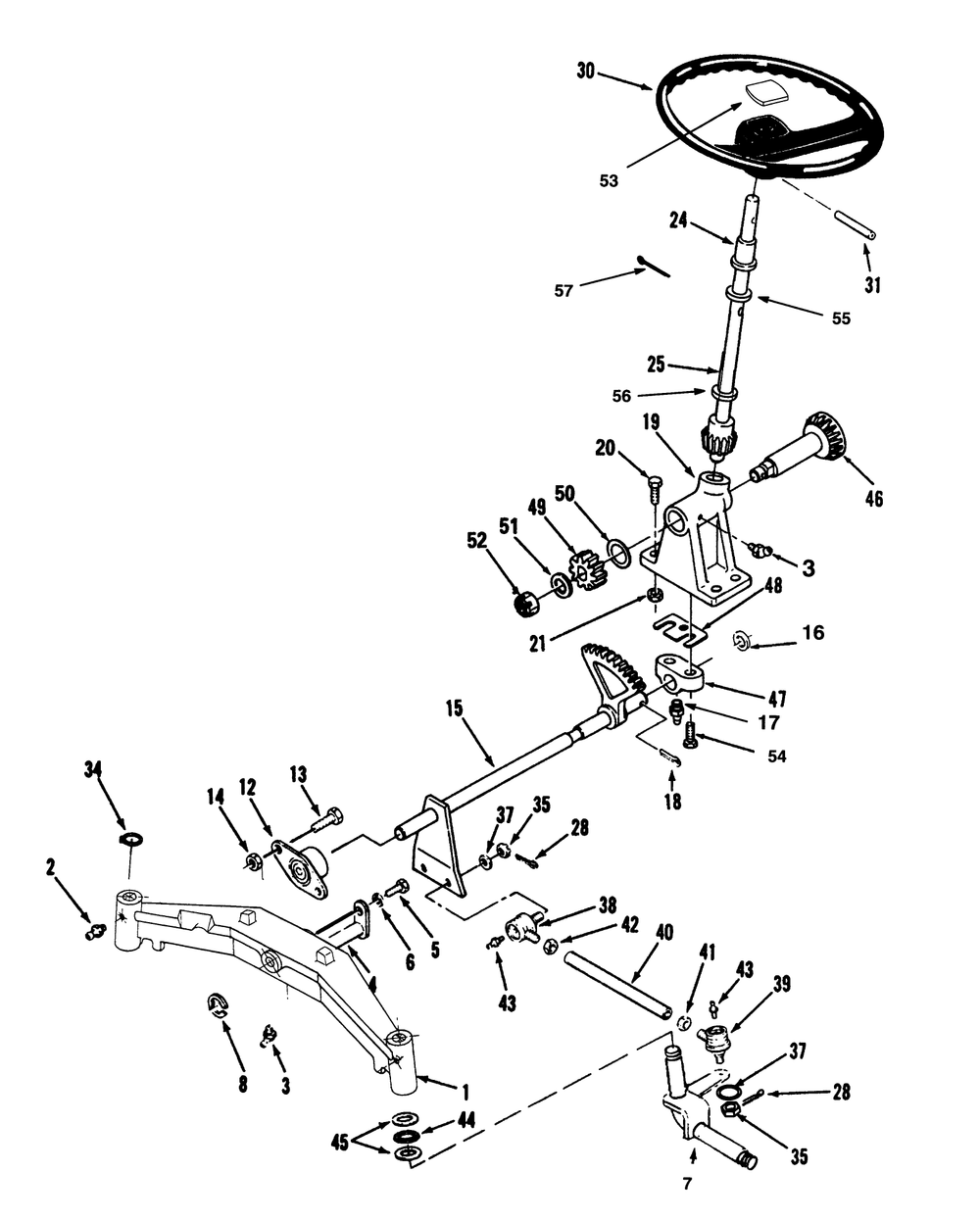 Front Axle And Steering Diagram and Parts List for 73501 39000001 - 39999999 Toro Lawn Tractor