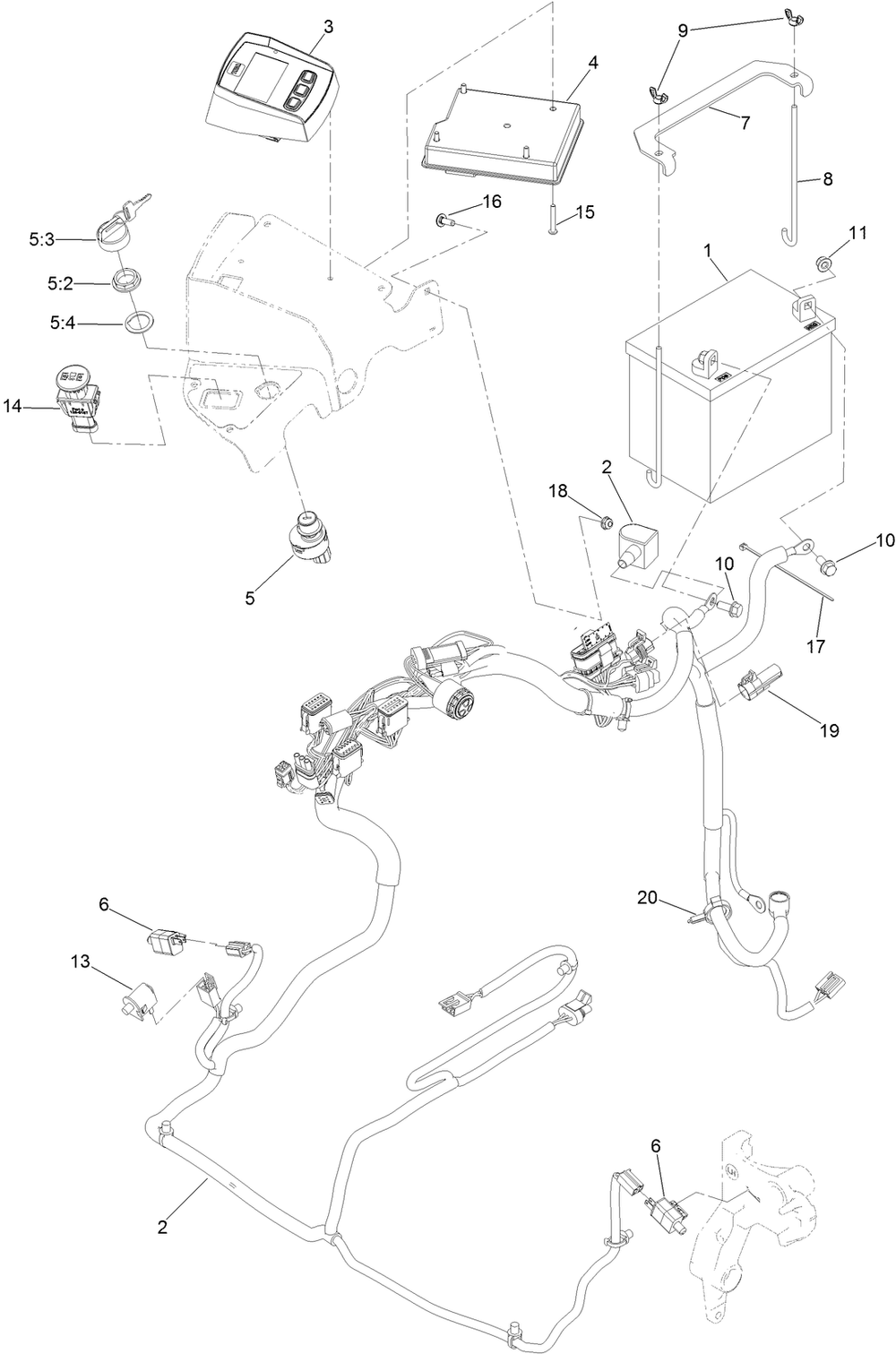 Electrical Assembly Diagram and Parts List for 72969 400000000-999999999 Toro Lawn Mower