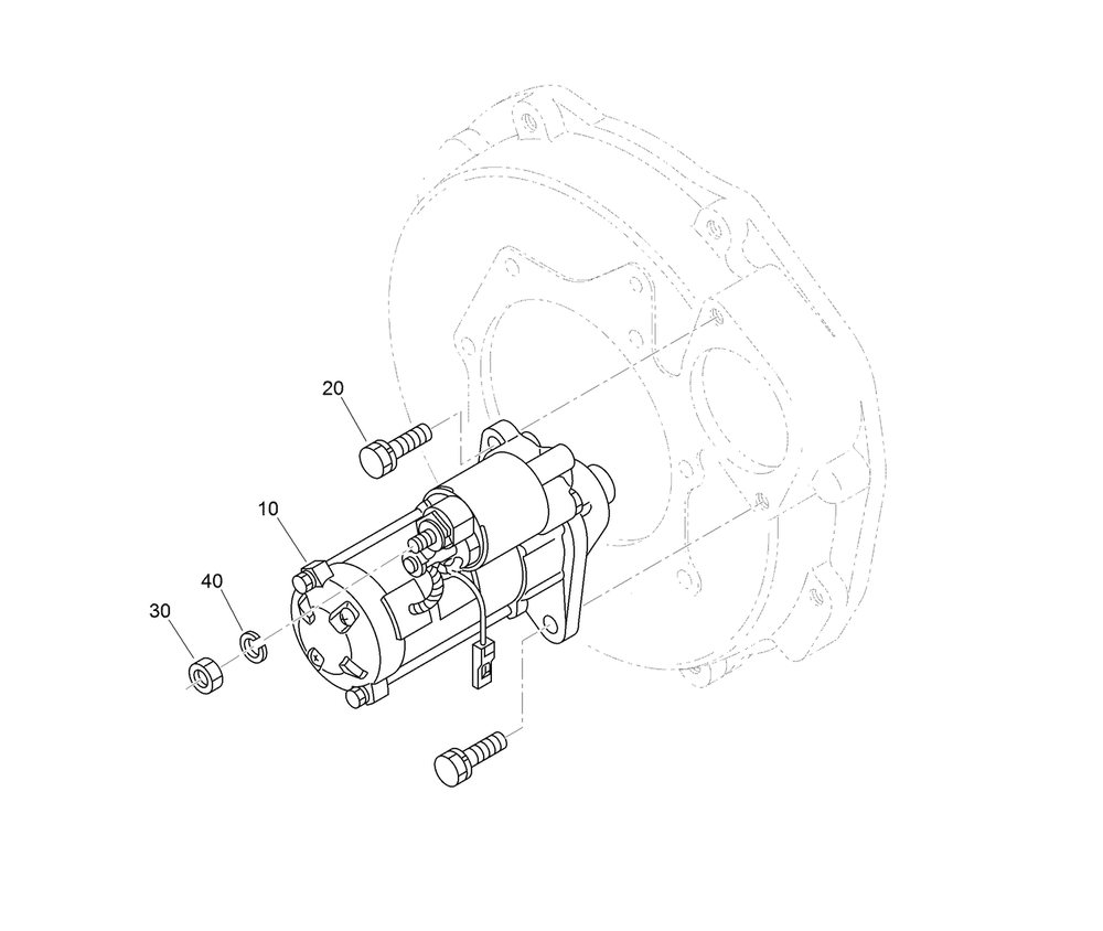 Starter Installation Assembly Diagram and Parts List for 22337CP 410400000 - 999999999 Toro Lawn Tractor Accessories