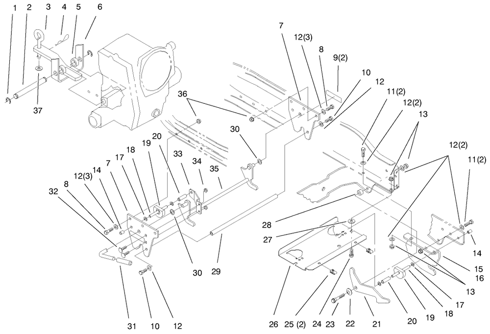 Attach A Matic And Hitch Assembly Diagram and Parts List for 73545 8900001 - 8999999 Toro Lawn Tractor