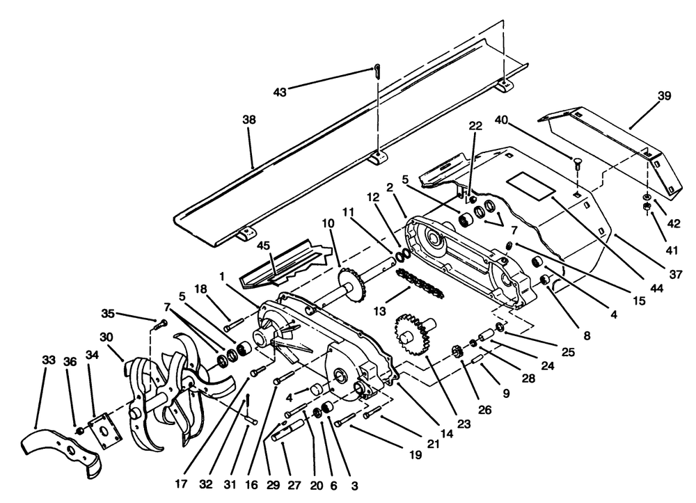 Gear Case Assembly Diagram and Parts List for 79370 4900001 - 4999999 Toro Lawn Tractor