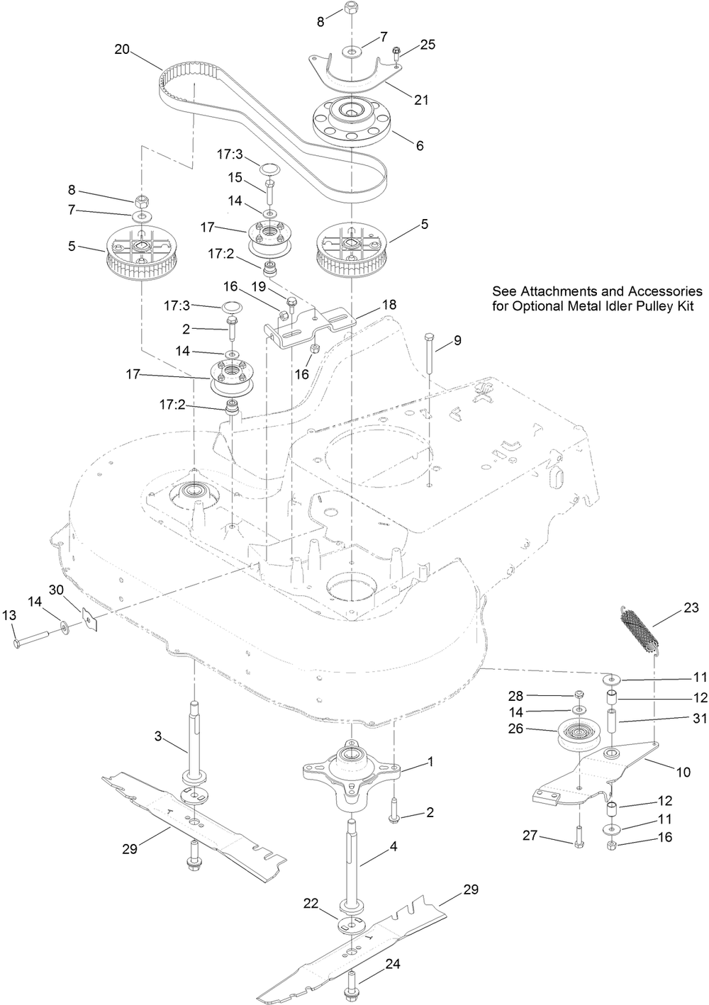 Spindle And Blade Assembly Diagram and Parts List for 22200 (315000001-315999999)(2015) Toro Lawn Mower