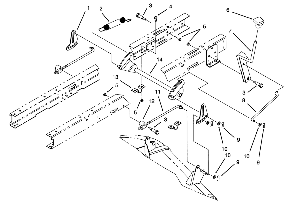 Height Of Cut Assembly Diagram and Parts List for 71213 59000001 - 59100000 Toro Lawn Tractor