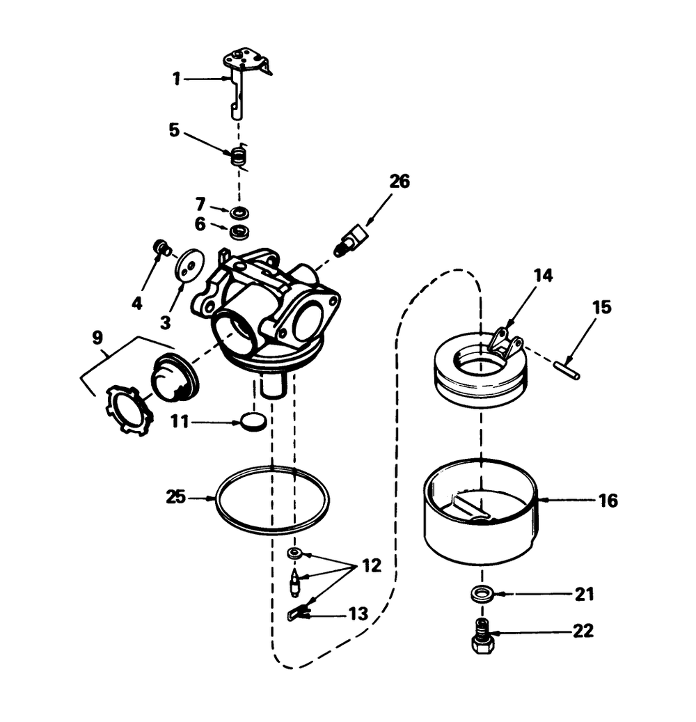 Carburetor No. 632098 Diagram and Parts List for 16575 8012679 - 8999999 Toro Lawn Mower