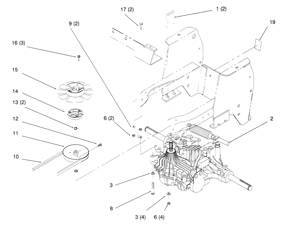Hydro Transaxle Diagram and Parts List for 72084 6900001 - 6999999 Toro Lawn Tractor