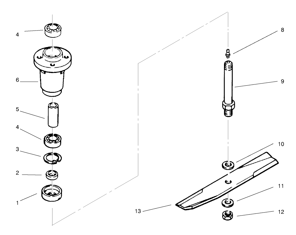 Spindle Assembly Diagram and Parts List for 78360 6900001 - 6999999 Toro Lawn Mower