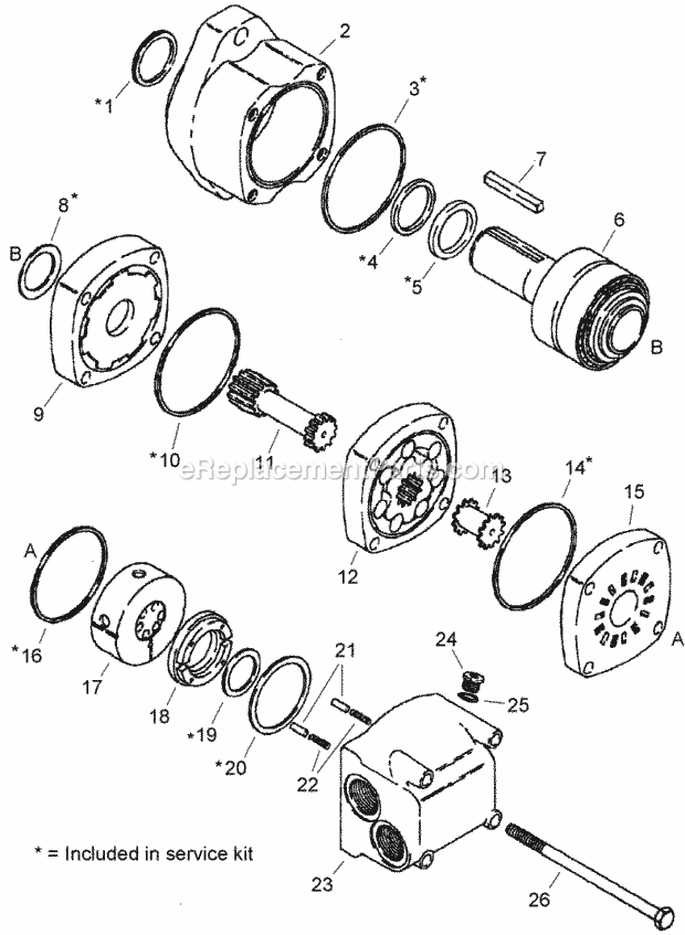 Trencher Drive Motor Assembly Diagram and Parts List for 2011  Toro Lawn Tractor Accessories