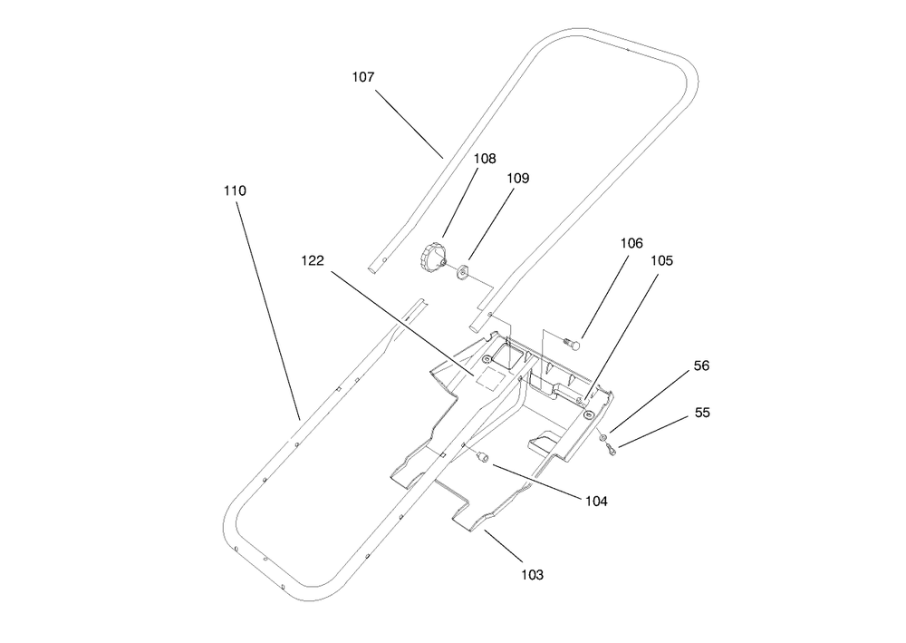 Handle Assembly Diagram and Parts List for 38176 8900001 - 8999999 Toro Snow Blower