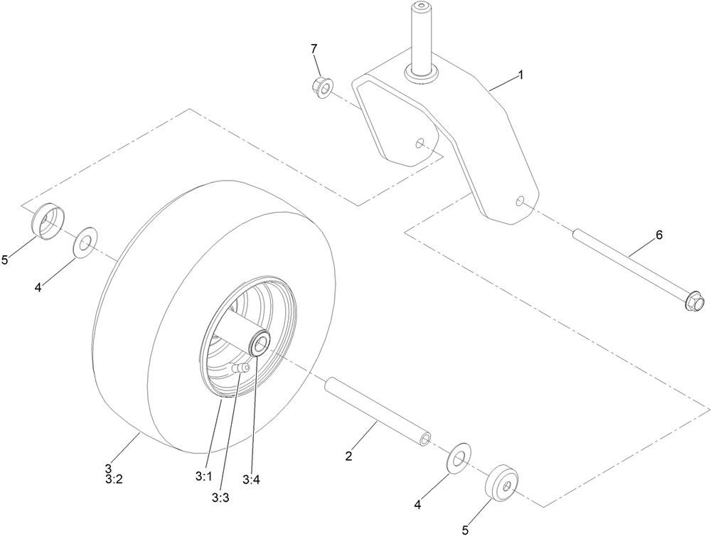 Fork And Caster Wheel Assembly Diagram and Parts List for 76601 414709526 - 415074043 Toro Lawn Tractor
