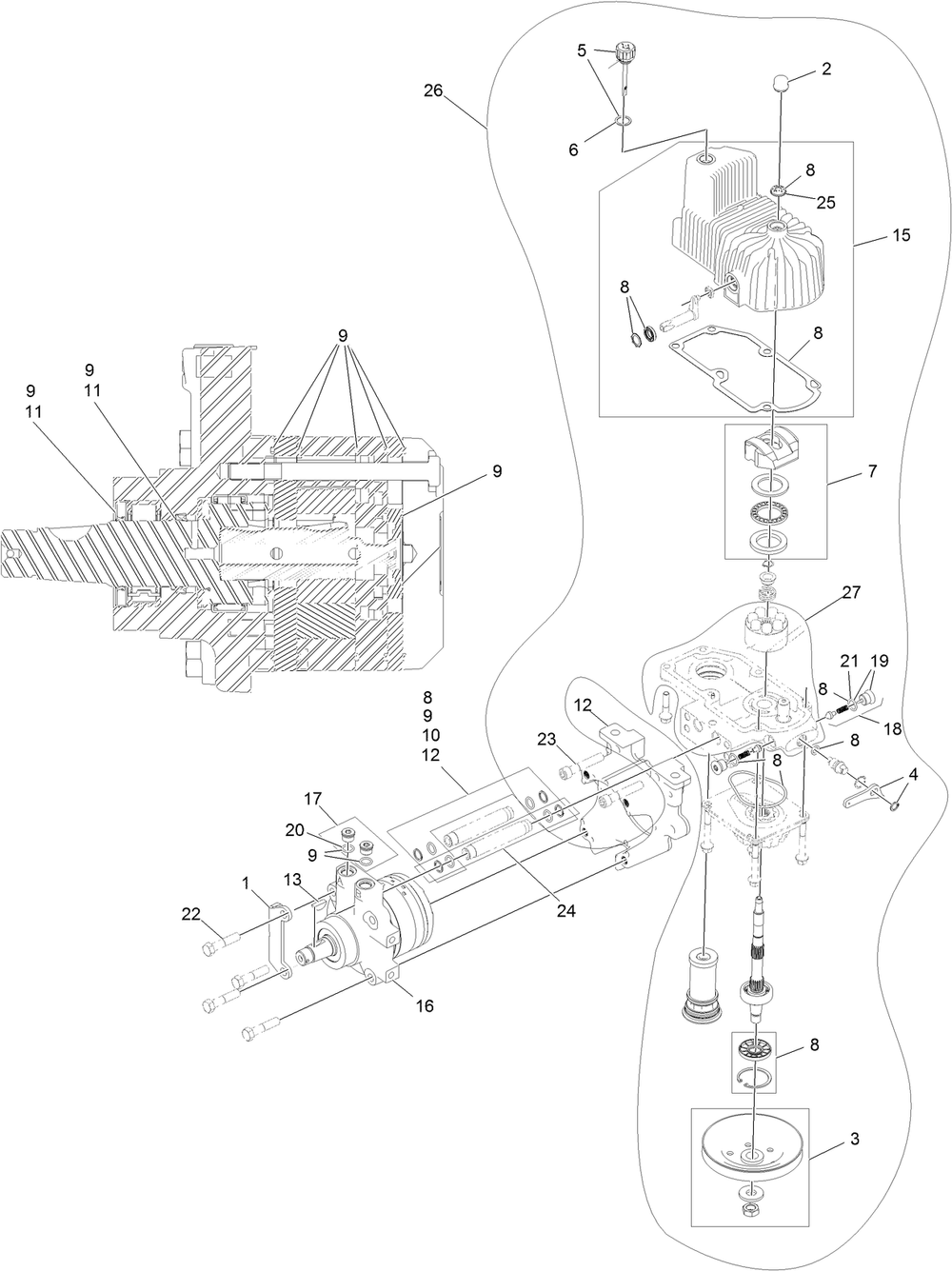 Rh Hydro Assembly Diagram and Parts List for 72952 406397859-999999999 Toro Lawn Mower