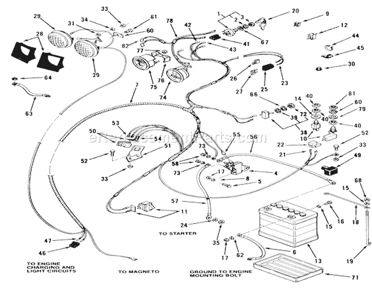 Electrical System Diagram and Parts List for 22-11B302 1986 Toro Lawn Tractor