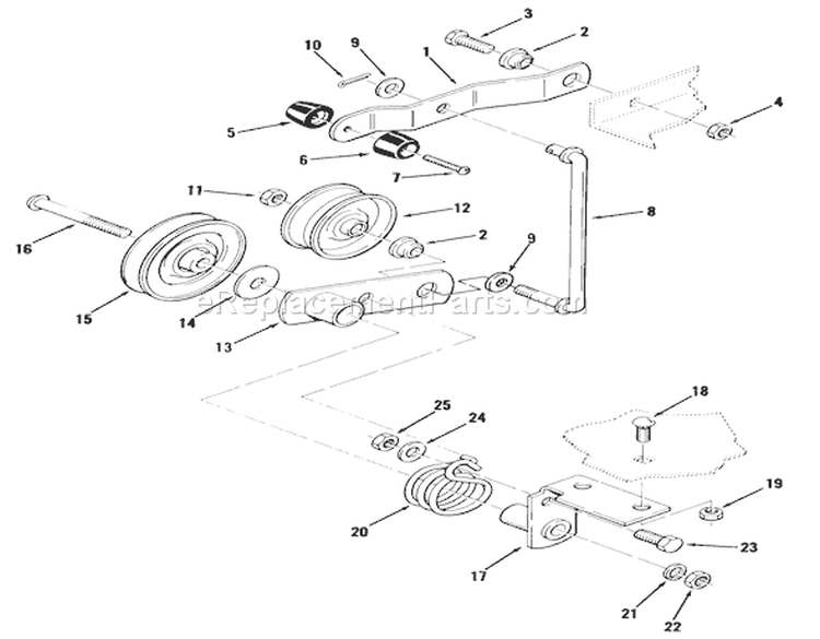 Clutch, Brake And Speed Control Linkage Diagram and Parts List for 22-11B302 1986 Toro Lawn Tractor