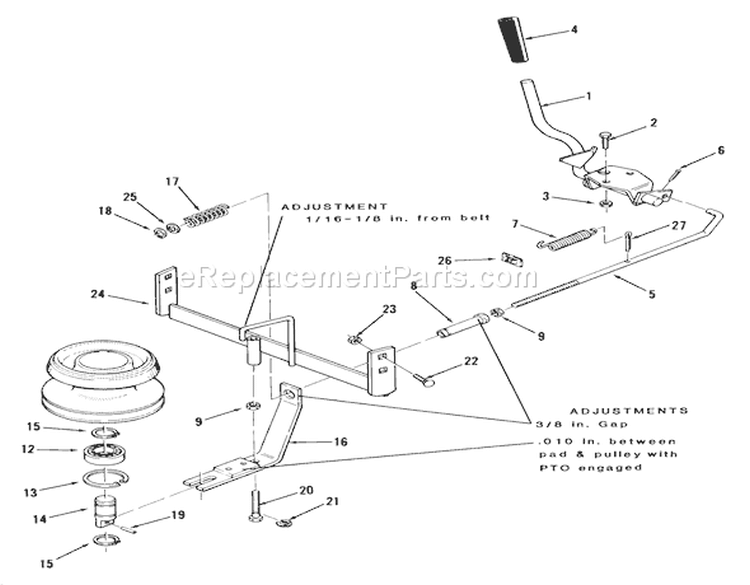 Pto Clutch Diagram and Parts List for A2-11BP01 1984 Toro Lawn Tractor