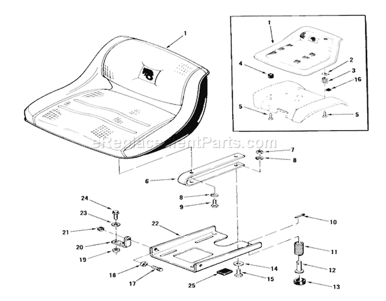 Seat And Suspension Diagram and Parts List for A2-11BP01 1984 Toro Lawn Tractor