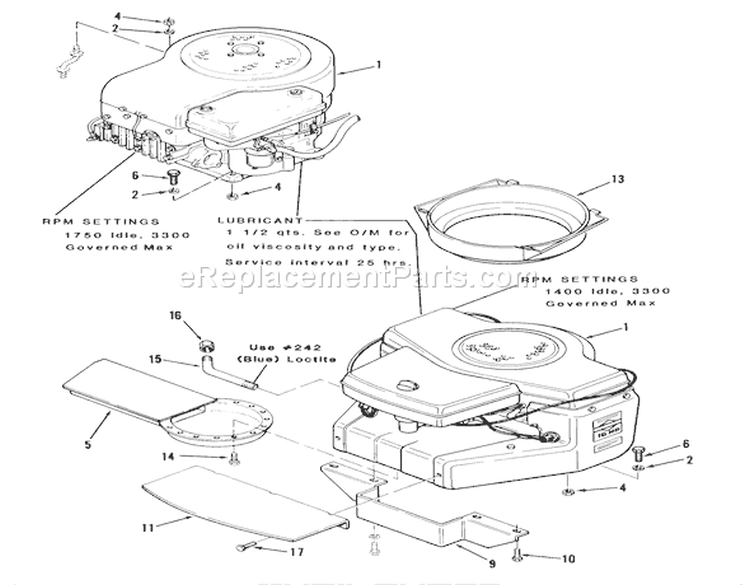 Engine Diagram and Parts List for A2-11BP01 1984 Toro Lawn Tractor