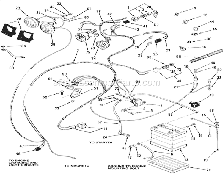 Electrical System Diagram and Parts List for 22-08B301 1985 Toro Lawn Tractor