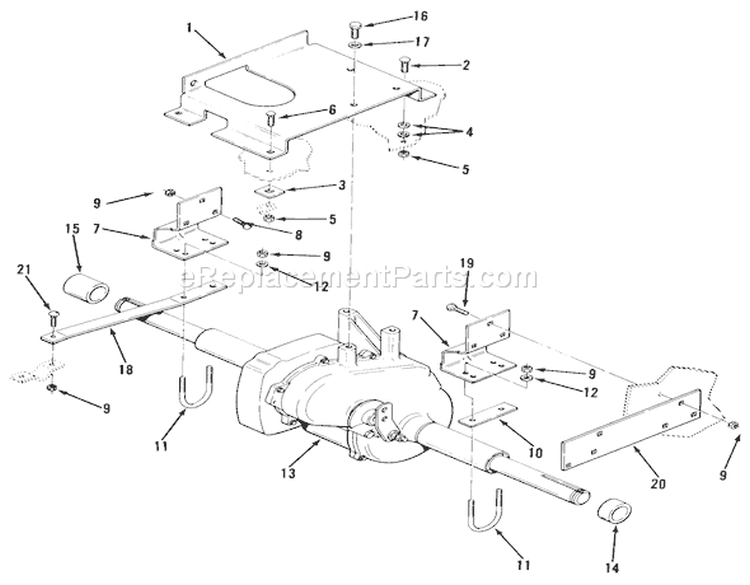 Transaxle Diagram and Parts List for 22-08B301 1985 Toro Lawn Tractor