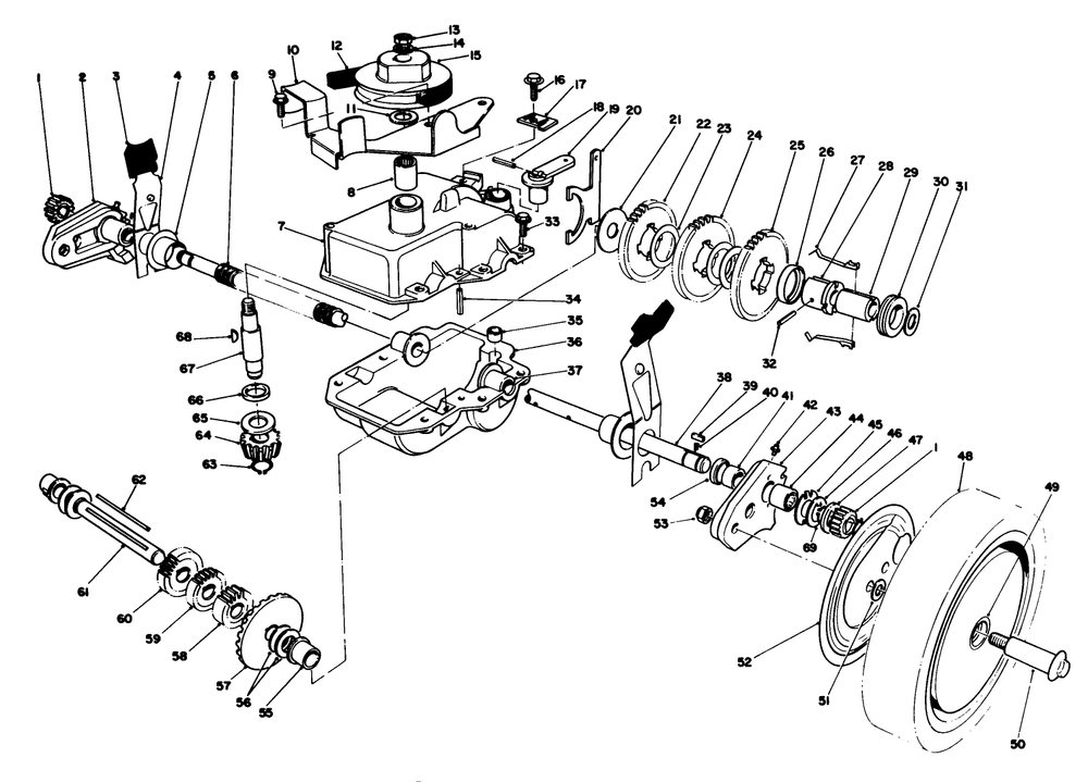 Gear Case Assembly Diagram and Parts List for 20627C 7000001 - 7999999 Toro Lawn Mower