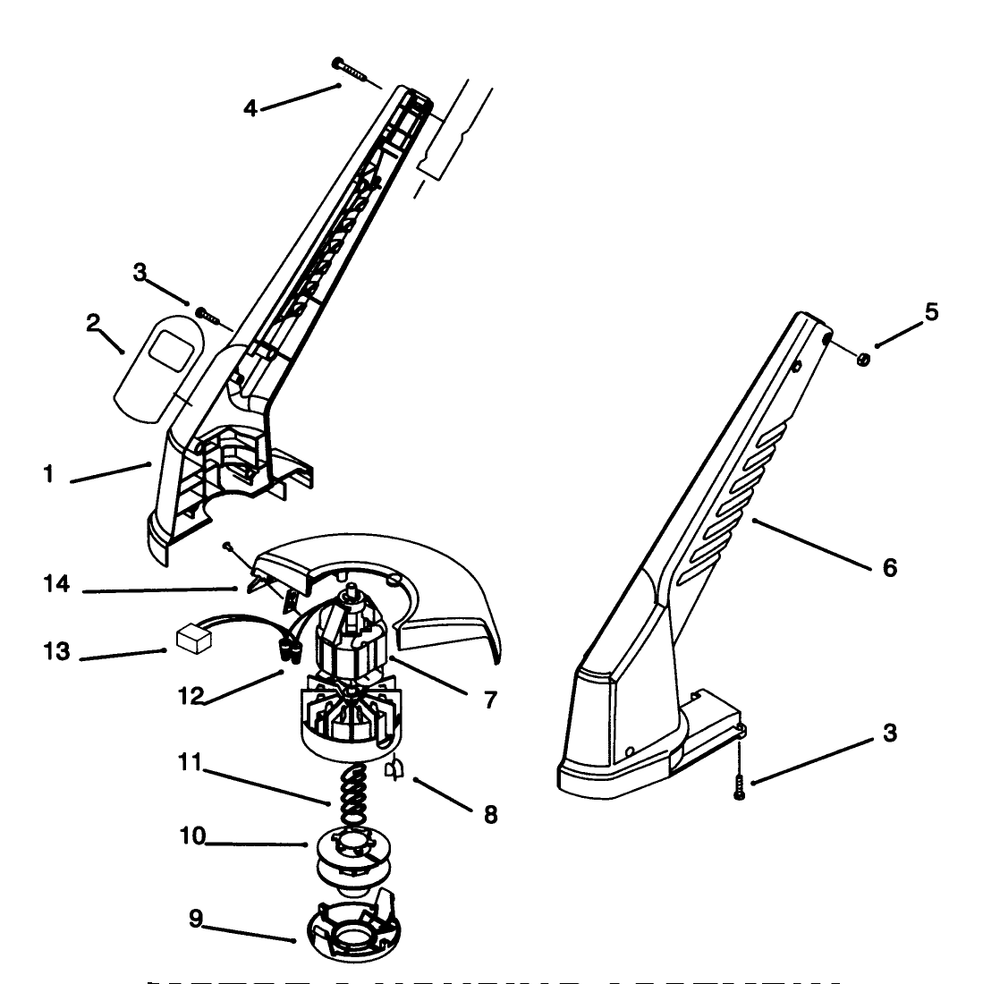 Motor & Housing Assembly Diagram and Parts List for 51349 69000001 - 69999999 Toro Trimmer