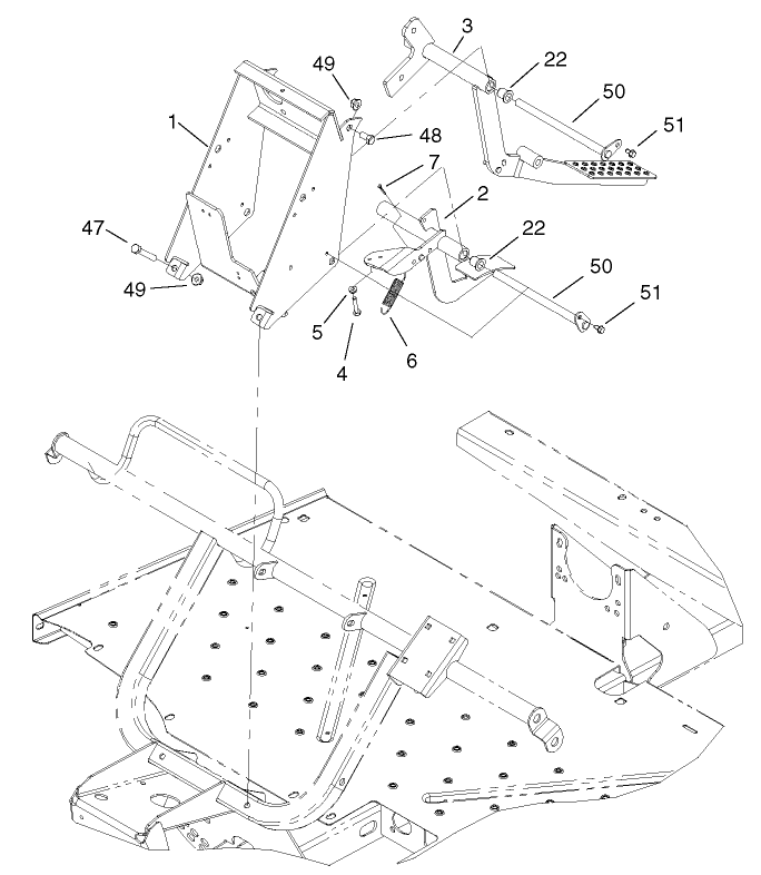 Pedal Assembly Diagram and Parts List for 12004 220000001 - 220999999 Toro Lawn Tractor