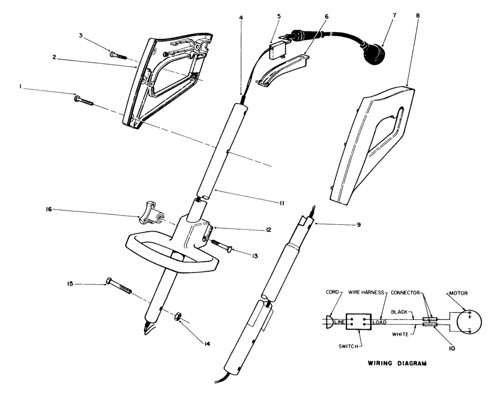 Handle Assembly Diagram and Parts List for 51440 2000001 - 2999999 Toro Trimmer