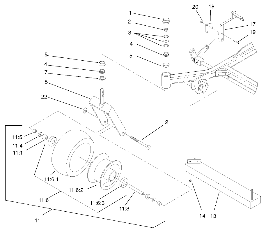 Caster And Wheel Assembly Diagram and Parts List for 74214 (210000001-210999999)(2001) Toro Lawn Mower