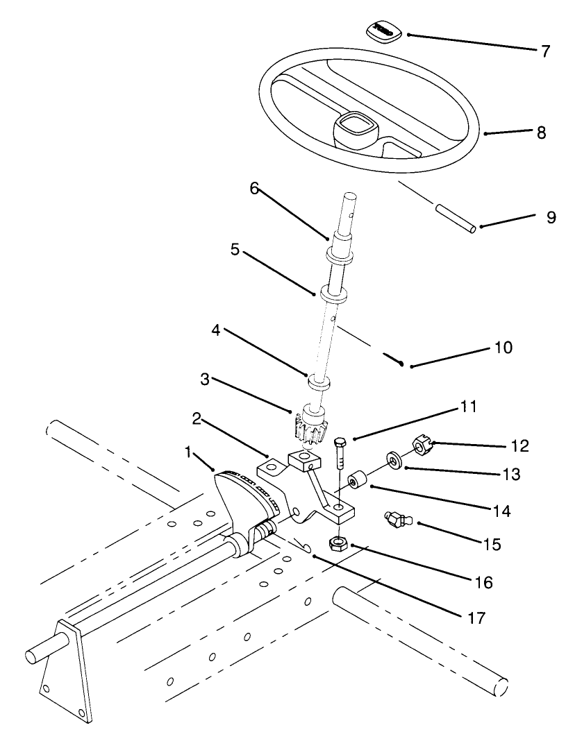 Steering Gear Assembly Diagram and Parts List for 73520 5900001 - 5900177 Toro Lawn Tractor