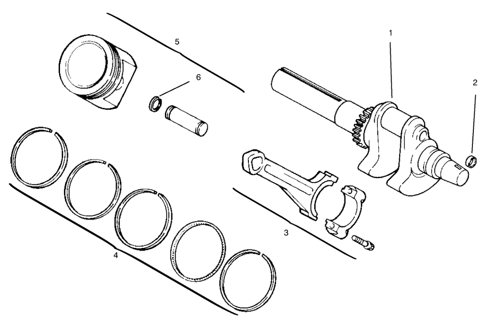 Crankshaft, Piston And Rings Diagram and Parts List for 30612 890001 - 899999 Toro Lawn Tractor