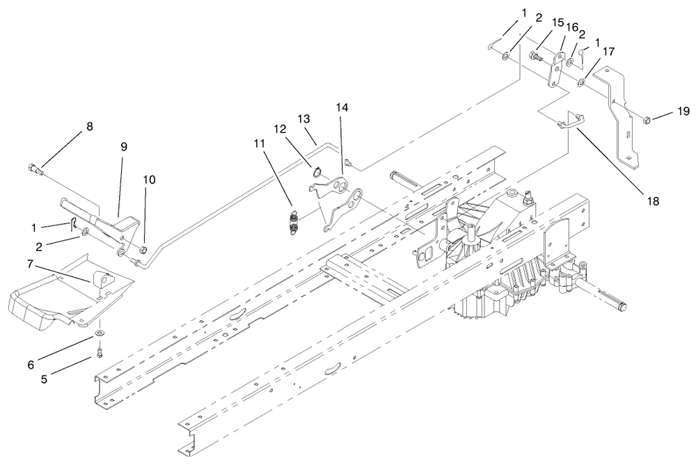 Speed Control Assembly Diagram and Parts List for 71218 7900001 - 7999999 Toro Lawn Tractor
