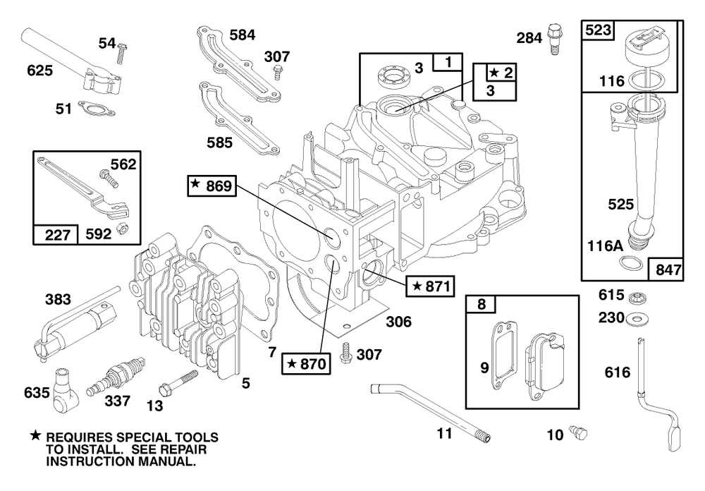 Engine Briggs & Stratton Model 12f802-1767-E1 Diagram and Parts List for 20809 8900001 - 8999999 Toro Lawn Mower