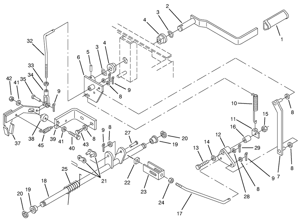 Parking Brake Assembly Diagram and Parts List for 74101 390001 - 399999 Toro Lawn Tractor