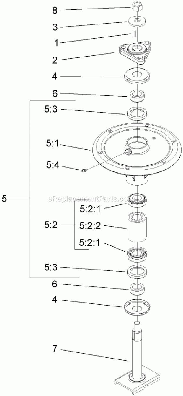 Spindle Assembly No. 108-7713 Diagram and Parts List for 74282 280000001-280999999 Toro Lawn Mower
