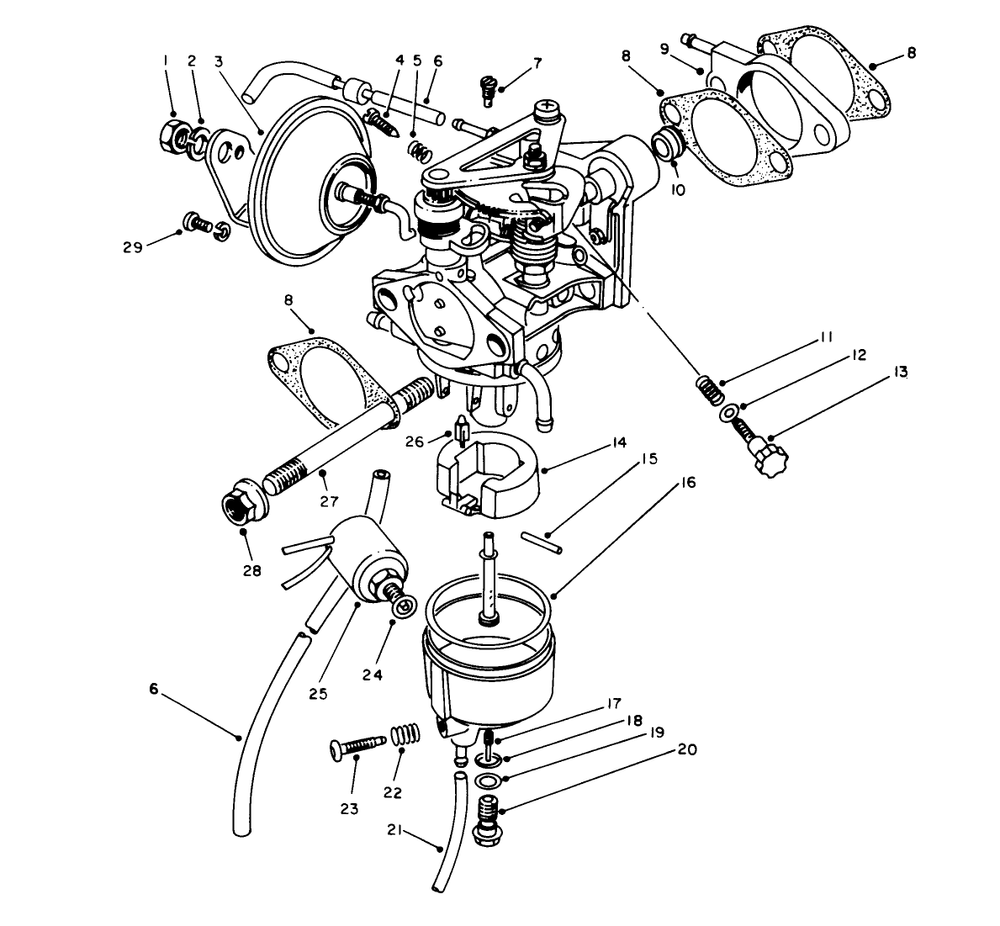 Carburetor Assembly Diagram and Parts List for 62040 4000001 - 4999999 Toro Generator