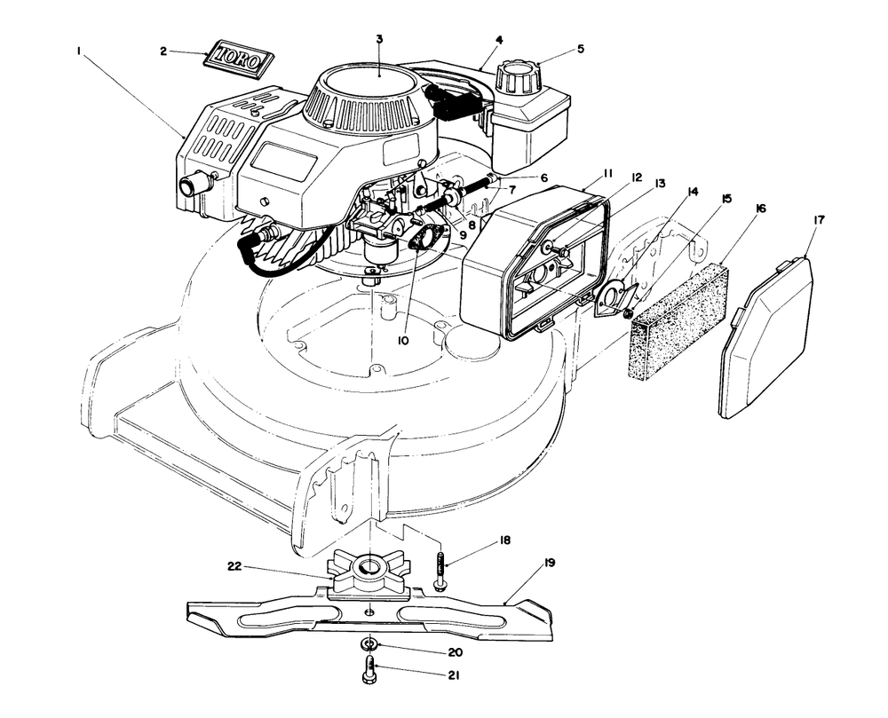 Engine Assembly Diagram and Parts List for 20745C 7000001 - 7999999 Toro Lawn Mower