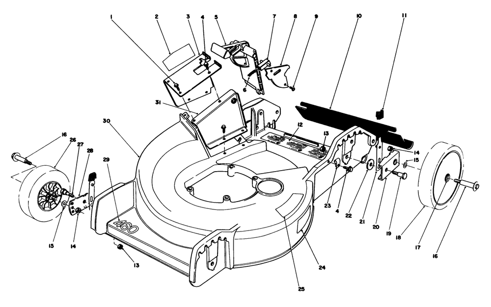Housing Assembly Diagram and Parts List for 20745 4000001 - 4999999 Toro Lawn Mower