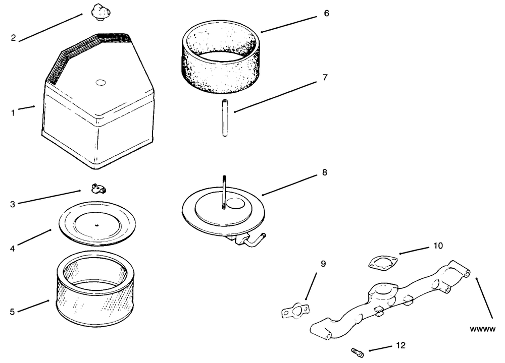 Air Cleaner/Filtration Diagram and Parts List for 30191 690372 - 699999 Toro Lawn Tractor Accessories