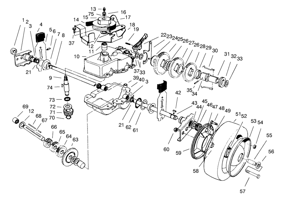 Gear Case Assembly Diagram and Parts List for 22040 8900001 - 8999999 Toro Lawn Mower